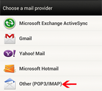 Select "Other (POP3/IMAP)" option as your mail provider.