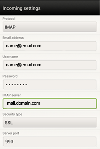Fill "Email address" field with the email you are adding. Fill "Username" field with the email address you are adding. Fill "Password" field with password of the email address you are adding. Fill the "IMAP server" field with your IMAP server name (this will be provided by your email host provider).