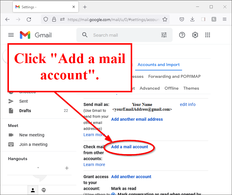 Click "Add a mail account" link.