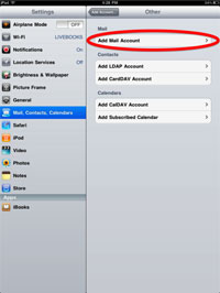 Select "Add Mail Account".