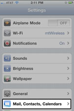 Select "Mail, Contacts, Calendars".