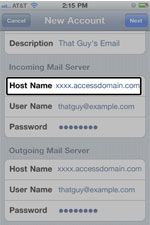 Fill "Host Name" field with your outgoing mail server name (this will be provided by your email host provider). Fill "User Name" field with the email address you are adding. Fill "Password" field with the password of the email address you are adding.