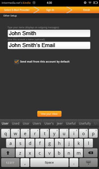 Fill "Give this account a name" field with the email address you are adding. Fill the "Your name" field with your first and last name. Select "Done".