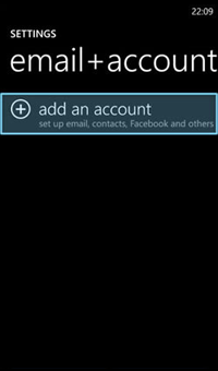 Select "add an account".