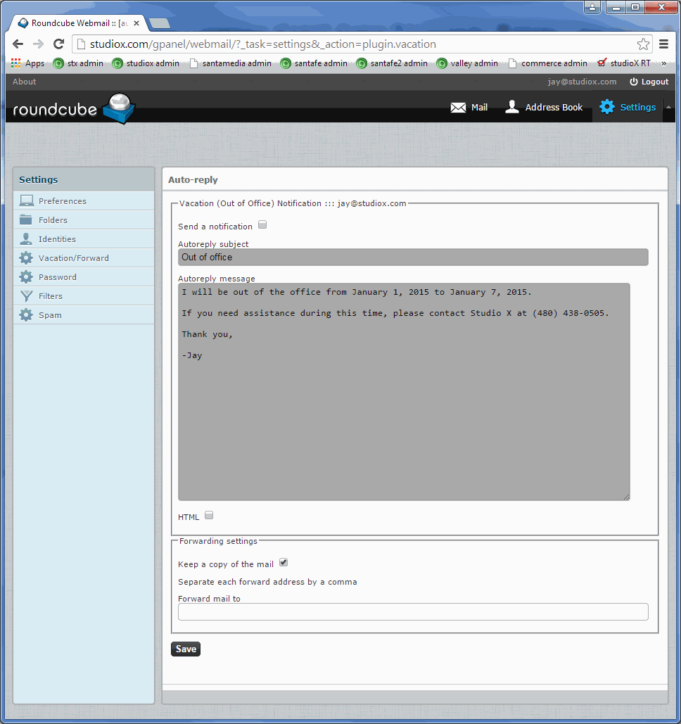 Uncheck "Send a notification" to turn off out of office message.