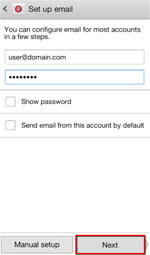 Enter the email address you are adding. Enter the password for the email address you are adding. Select "Next".